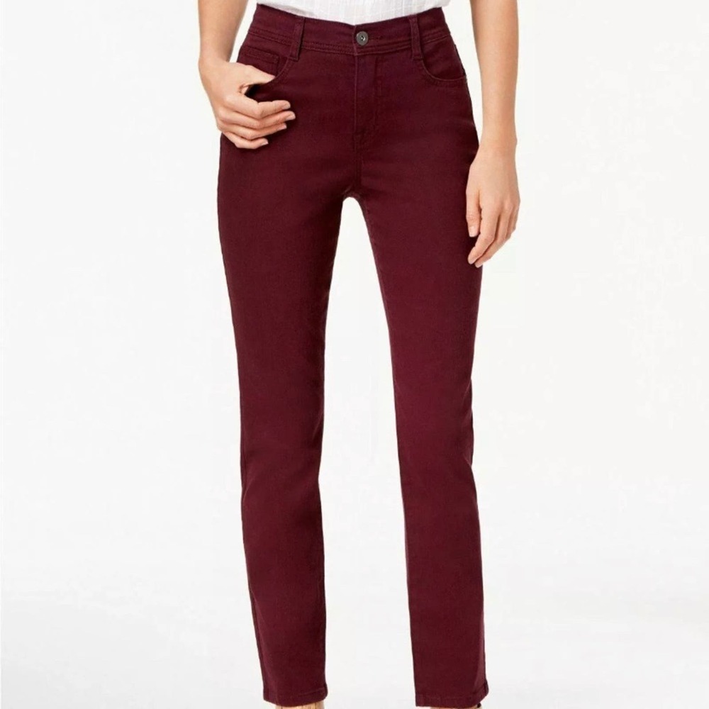 Style & Co Slim Stretch Faux Pocket Berry Pants Size 8 New